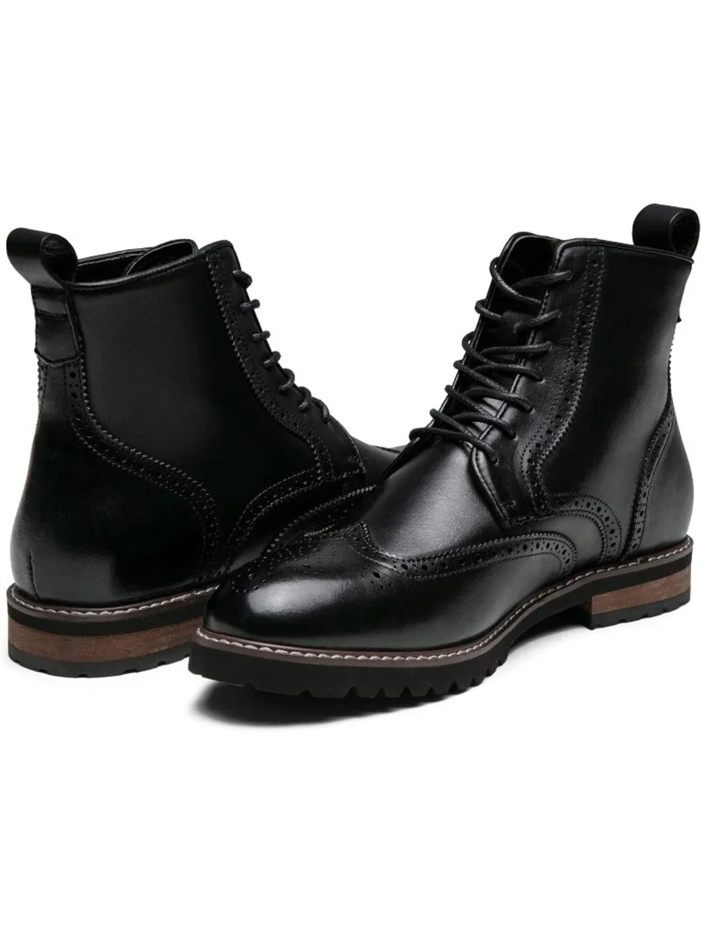 Men's Black Boots Premium Leather Cap Toe Casual Boots Chukka Dress Boots